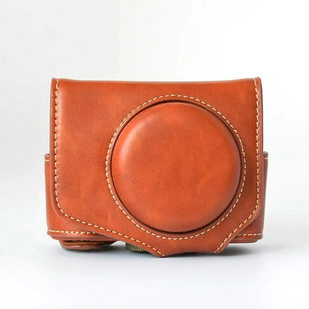 Amdohai Leather Camera Case Bag with Strap for Canon Powershot G7 X Mark II G7X II Camera Brown