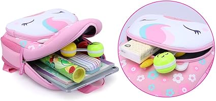 Preschool Backpack Toddler Neoprene Animal Schoolbag Lunch backpack for Kids Boys Girls(Floral Unicorn)