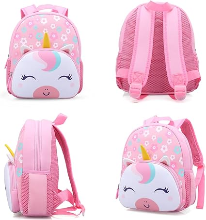 Preschool Backpack Toddler Neoprene Animal Schoolbag Lunch backpack for Kids Boys Girls(Floral Unicorn)