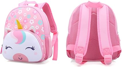 Preschool Backpack Toddler Neoprene Animal Schoolbag Lunch backpack for Kids Boys Girls(Floral Unicorn)