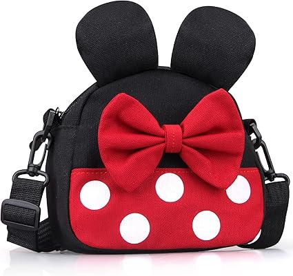 Cute Mini Mouse Crossbody Bag for Little Girls Mini Toddler Crossbody Purse Small Kids Shoulder Handbag Cross Body BagCamera Strap 4cm Width Comfortable Ergonomic PU Leather Neck Shoulder Strap Belt for DSLR Mirrorless Camera Bag Black Black