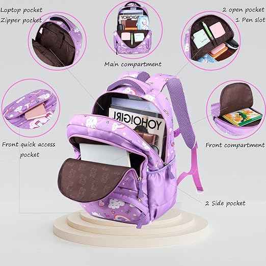 Unicorn Backpack for Girls School Backpack for Girls Unicorn Bookbag School Bag Set for Elementary Back to School