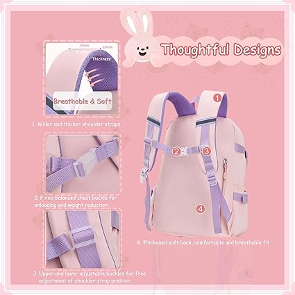 Bunny Backpack for Girls Cute Sequin Kids Backpack with Tuition Tote Bag