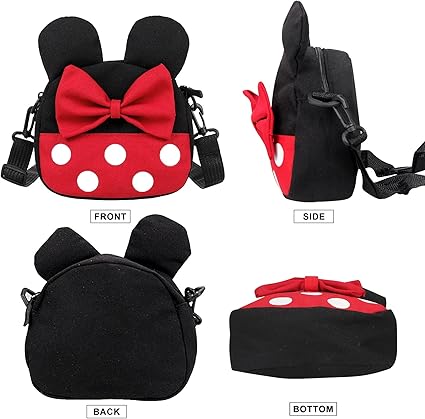 Cute Mini Mouse Crossbody Bag for Little Girls Mini Toddler Crossbody Purse Small Kids Shoulder Handbag Cross Body BagCamera Strap 4cm Width Comfortable Ergonomic PU Leather Neck Shoulder Strap Belt for DSLR Mirrorless Camera Bag Black Black