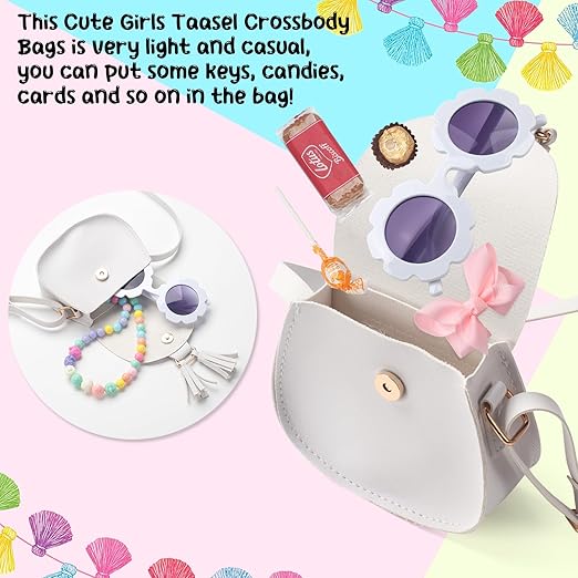 Girls Purse, Kids Crossbody Purse, Shoulder Bags for Toddler, Tassel Bags for Girls Age 2-14
