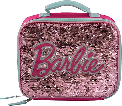 AI ACCESSORY Barbie 4 Piece Backpack Set, Sparkle & Shine with this Magic Flip Sequin School Bag for Girls with Zip Front Pocket, Pink