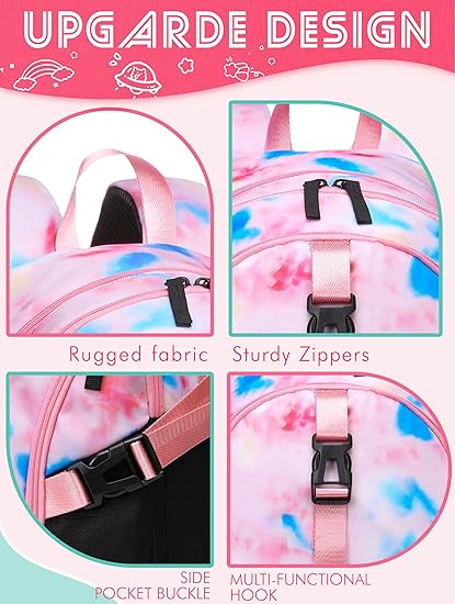 High School Backpack for Girls Middle School Bookbag Teens Back to School Bag for College with Large Compartment Mochilas para Niñas Adolescentes 18" Tie Dye Pink