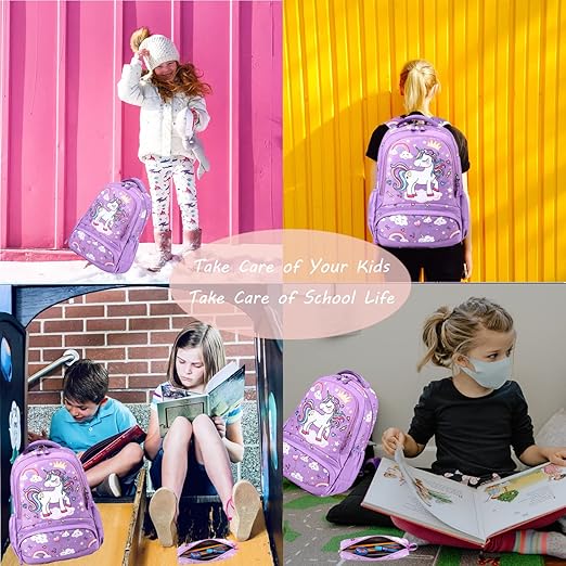 Unicorn Backpack for Girls School Backpack for Girls Unicorn Bookbag School Bag Set for Elementary Back to School